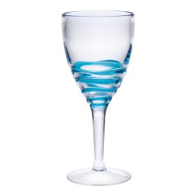 Designer Acrylic Swirl Blue Wine Glasses Set of 4 (12oz), Premium Quality Unbreakable Stemmed Acrylic Wine Glasses for All Purpose Red or White Wine