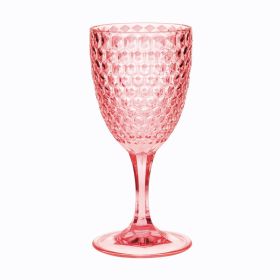 Designer Acrylic Diamond Cut Pink Wine Glasses Set of 4 (12oz), Premium Quality Unbreakable Stemmed Acrylic Wine Glasses for All Purpose Red or White