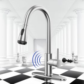 Touchless Kitchen Faucet-Smart Kitchen Sink Faucet sensor; 4Mode Pull Down Kitchen Sprayer; Fingerprint Resistant; Dual Temp. Handle with 1/3 Hole Dec