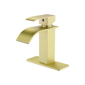 Single lever waterfall bathroom sink faucet