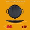 Cast Iron Grill Pan 12.6 inch Pre-Seasoned Cast Iron Griddle Pan Dual Handles Cast Iron Skillets for BBQ Round Cast Iron Griddle for any Stove Top and