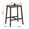 Bar Table and Chairs Set with Glass and Wine Holder for 4, 5 Piece Bar Kitchen Counter Height Table with 4 Stools, Dinner Table Set with Shelves for K