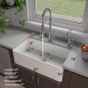 Fireclay Farmhouse Kitchen Sink 33 inch Apron Sink Single Bowl Farm Sink with Bottom Grid in & Drain , White Color