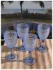 Designer Acrylic Diamond Cut Blue Wine Glasses Set of 4 (12oz), Premium Quality Unbreakable Stemmed Acrylic Wine Glasses for All Purpose Red or White