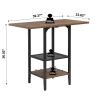 Bar Table and Chairs Set with Glass and Wine Holder for 4, 5 Piece Bar Kitchen Counter Height Table with 4 Stools, Dinner Table Set with Shelves for K