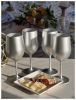 Designer Metallic Silver Color Acrylic Wine Glasses Set of 4 (12oz), Premium Quality Unbreakable Stemmed Acrylic Wine Glasses for All Purpose Red or W