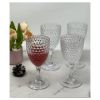 Designer Acrylic Diamond Cut Clear Wine Glasses Set of 4 (12oz), Premium Quality Unbreakable Stemmed Acrylic Wine Glasses for All Purpose Red or White