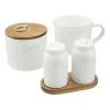 Better Homes & Gardens Farmhouse 4-Piece Dotted Sugar Cannister, Creamer, and Salt and Pepper Shaker Set in White