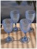 Designer Acrylic Diamond Cut Blue Wine Glasses Set of 4 (12oz), Premium Quality Unbreakable Stemmed Acrylic Wine Glasses for All Purpose Red or White