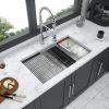 Single Bowl Undermount Workstation Kitchen Sink - 32"x19"x 10" Inch 16 Gauge Stainless Steel Deep Sink