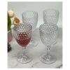 Designer Acrylic Diamond Cut Clear Wine Glasses Set of 4 (12oz), Premium Quality Unbreakable Stemmed Acrylic Wine Glasses for All Purpose Red or White