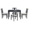 TREXM 5-Piece Kitchen Dining Table Set, Wooden Rectangular Dining Table and 4 Upholstered Chairs for Kitchen and Dining Room (Ebony Black)