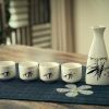 5 Piece Japanese Wine Set Sake Cup Handmade Ceramic Wine Cup Home Decor, Lotus