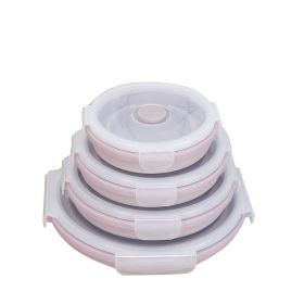 Silicone lunch box (Option: Pink-1100ml)