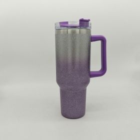 Large Capacity Double-layer Stainless Steel Vacuum Insulation Cup (Option: Gradient Purple)