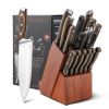 15 Pieces Stainless Steel Knife Block Set with Ergonomic Handle